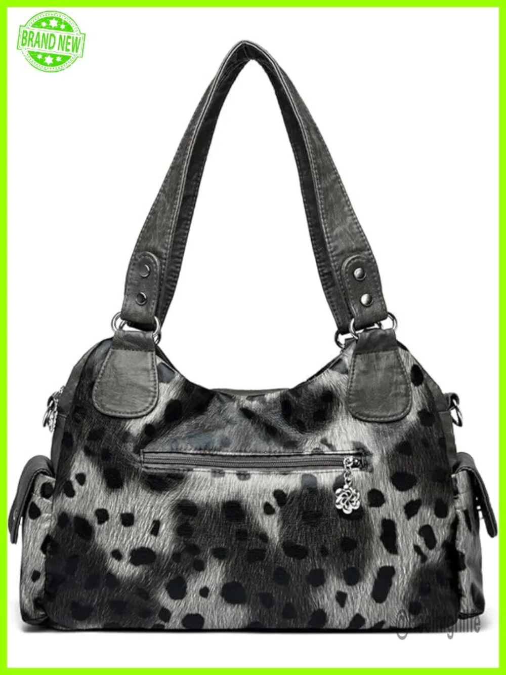 Vintage Y2K Hobo Tote Faux Leather Handbag with Adjustable Strap